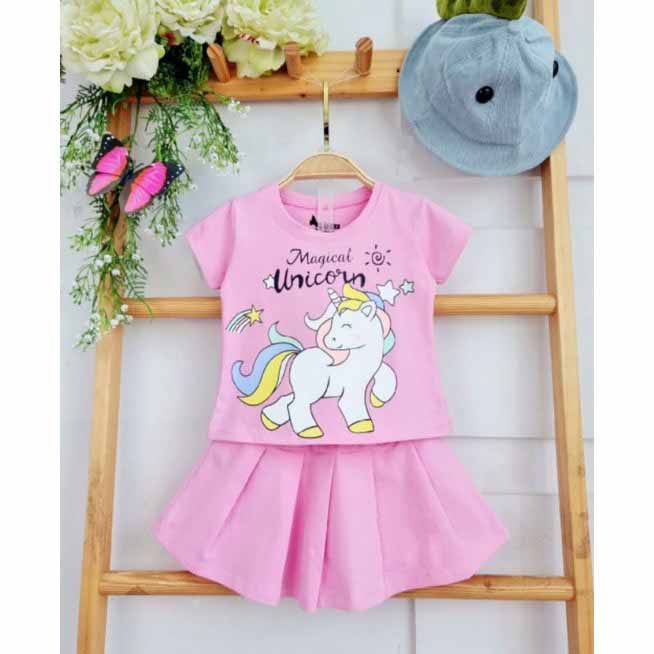 [HOT] SET ÁO KÈM CHÂN VÁY XÒE IN HÌNH PONY UNICORN CHẤT COTTON MỀM MÁT SIÊU ĐÁNG YÊU CHO BÉ 8-24KG