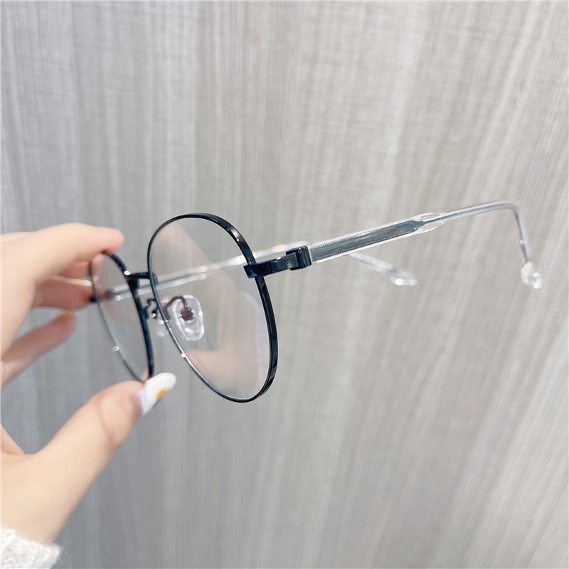 Gọng Kính cận thị kim loại VIENDO tròng tròn đổi màu chống ánh sáng xanh tia uv cao cấp thời trang cho nam nữ