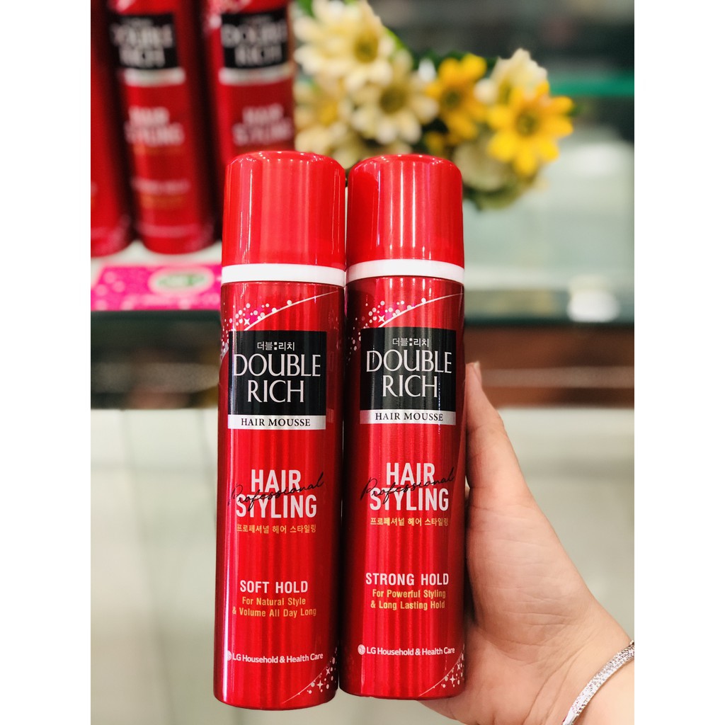 Mousse tạo kiểu tóc giữ nếp Double Rich Strong Hold 150ml