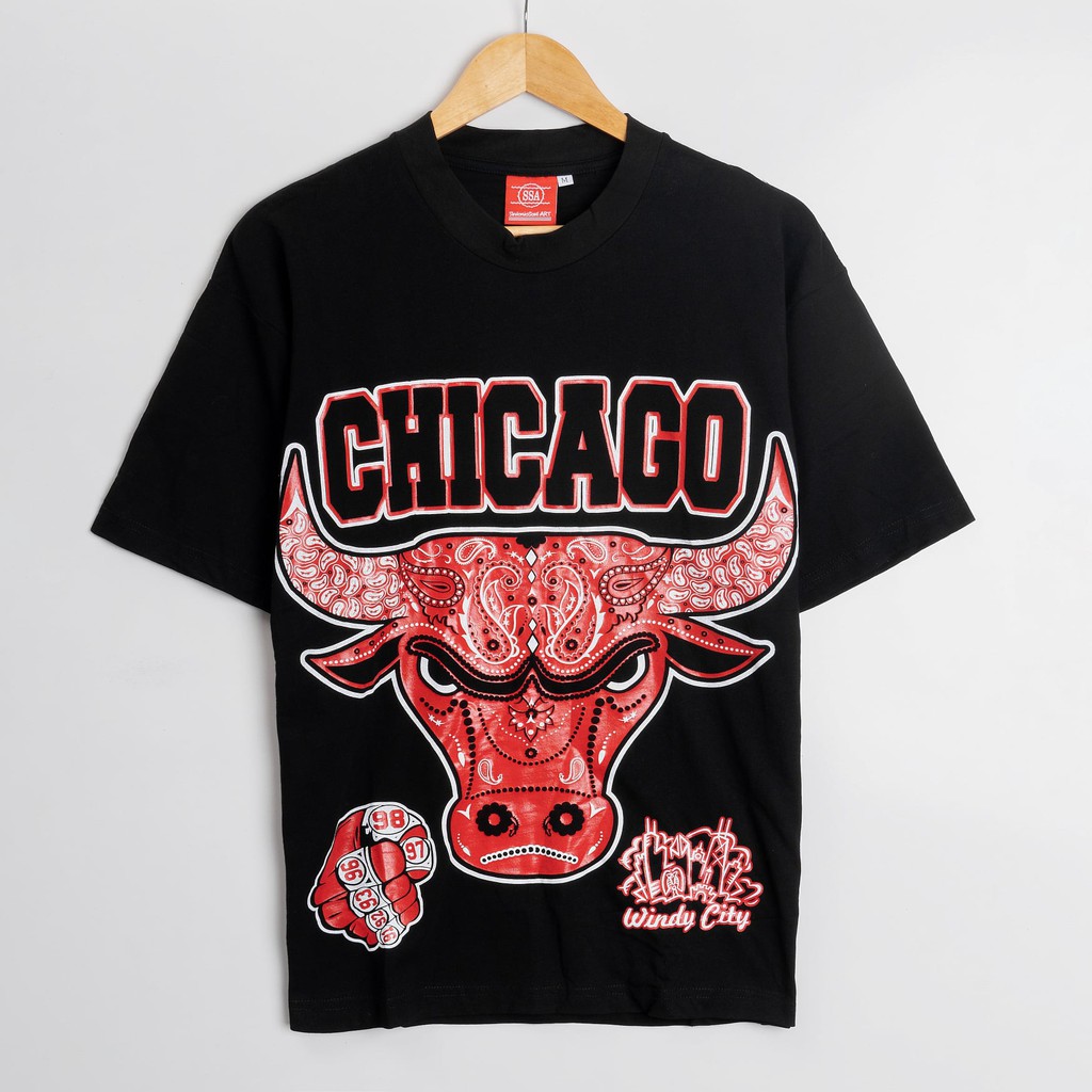 Áo Thun Thời Trang Bóng Rổ Chicago Bulls Đen