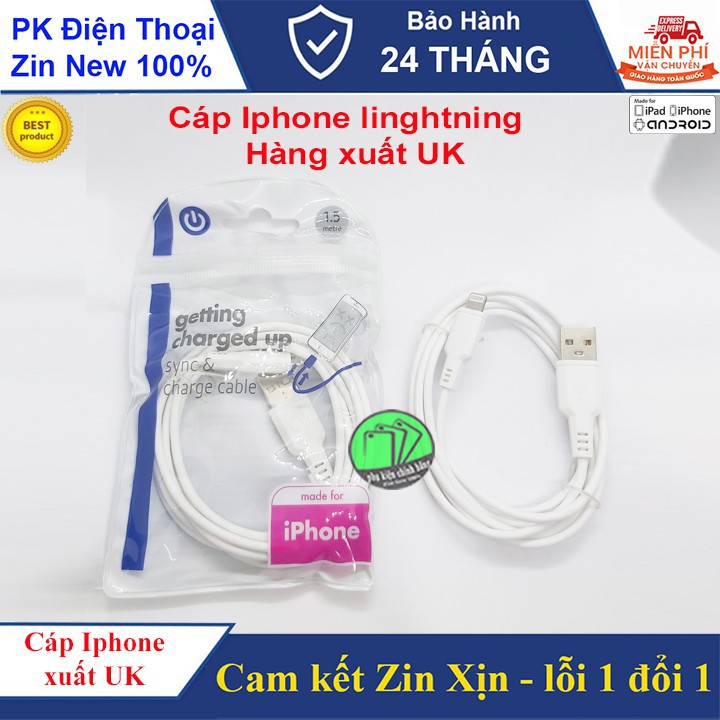 Cáp sạc IPHONE Signalex dài 1,5m Linghtning xuất UK - Hàng Zin chất lượng - Bảo hành 2 năm