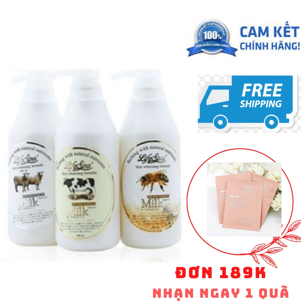 Sữa tắm trắng da LifeSPA Milk bò, dê, ong nhật 500ml