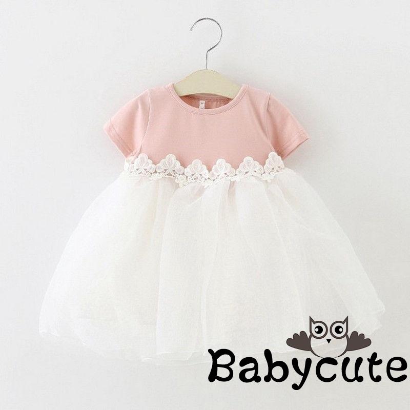 Đầm Xòe Công Chúa Phối Ren Xinh Xắn Cho Bé Gái