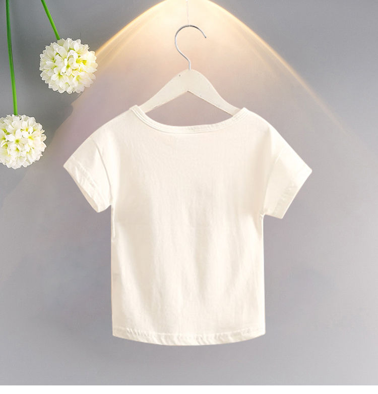 Áo Thun Cotton Ngắn Tay Cổ Tròn In Hình Thỏ Đáng Yêu Cho Bé