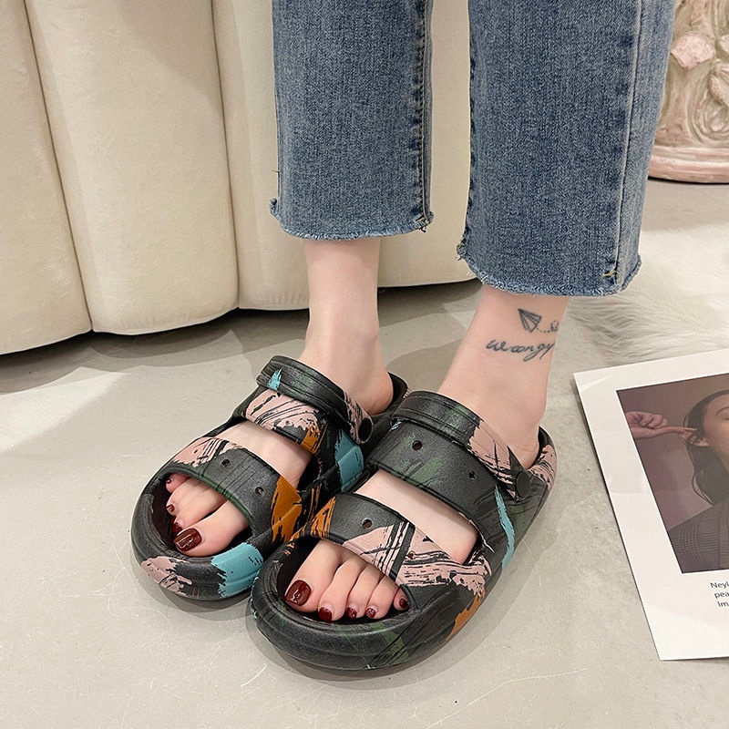 Giày Sandal Đế Mềm Dày Hai Lớp Chống Trượt Phong Cách Hàn Quốc Cho Nữ