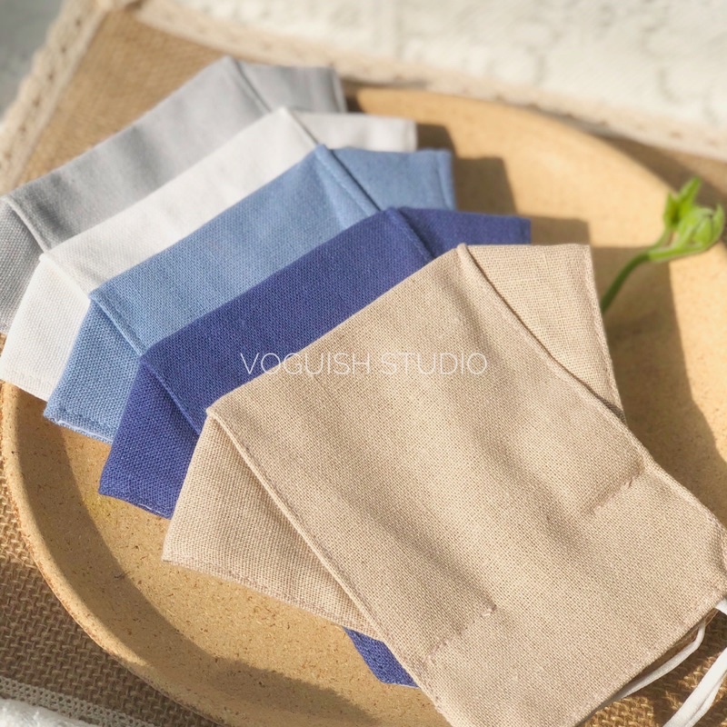 Combo 5 Khẩu Trang Linen Sợi Tự Nhiên Cotton 3 Lớp Kháng Khuẩn