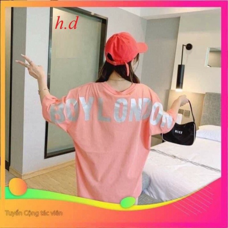Áo phông tay lỡ phản quang BOy London in lưng cotton loại 1 tráng gương Unisex nam nữ