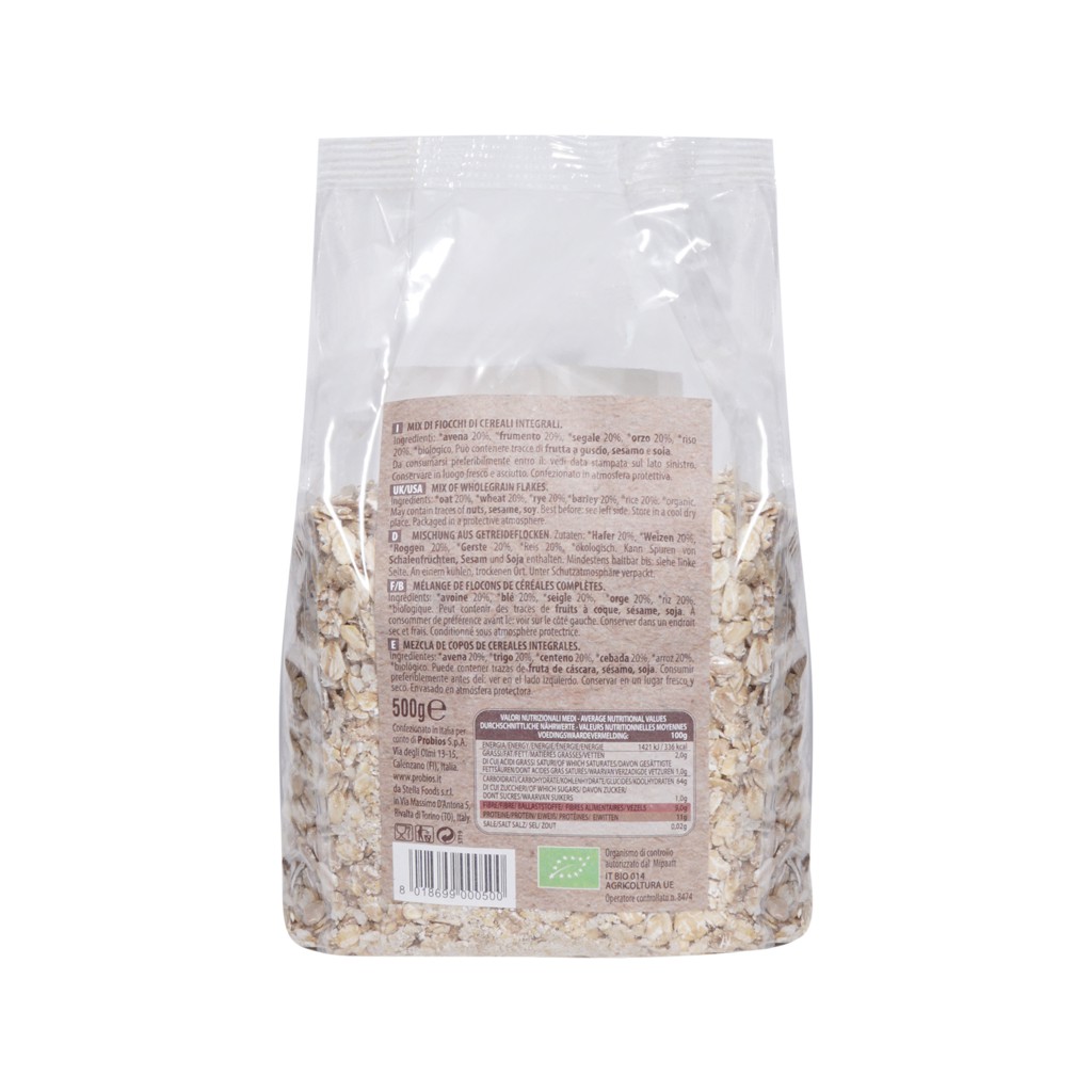 Ngũ Cốc Hỗn Hợp 5 Loại Hạt Hữu Cơ Cán Dẹp 500g ProBios Organic 5 WholeGrain Flakes