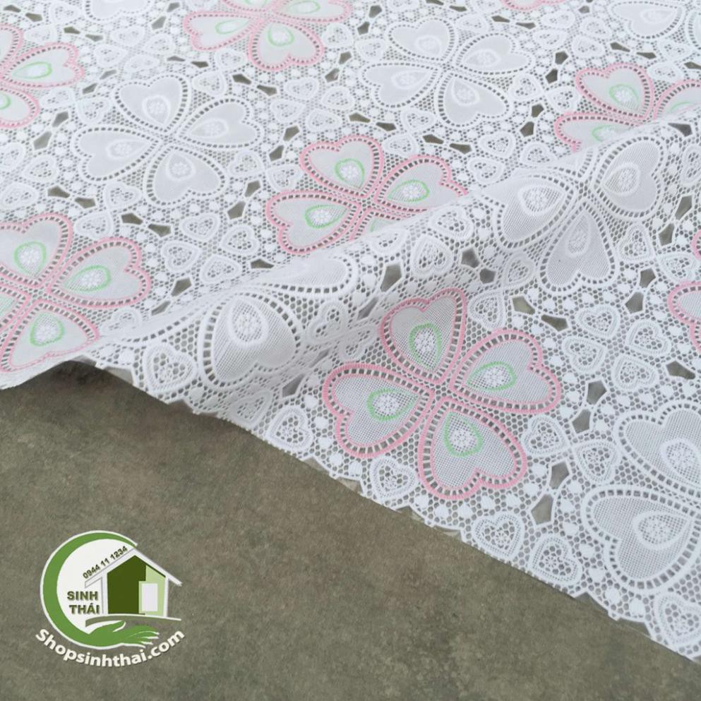 Khăn trải bàn nhật bằng nhựa REN HOA MÀU TRẮNG -đặt 1 lần được 50cm, cắt liền thành 1 tấm dài tùy số lần đặt