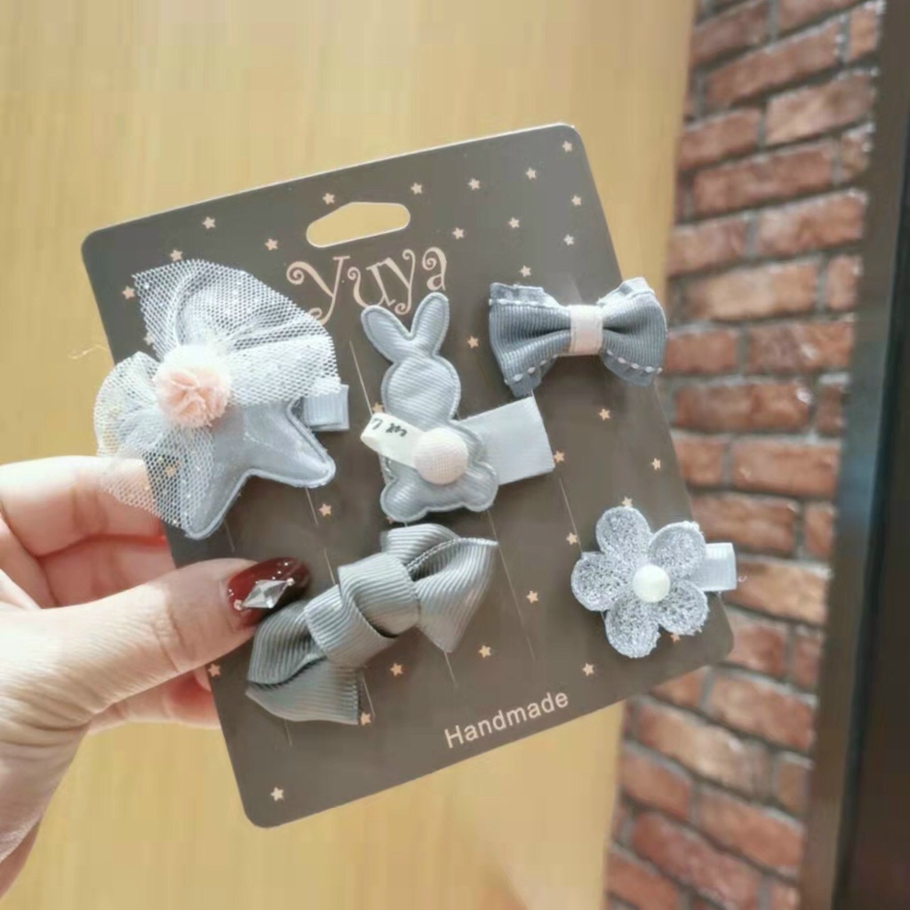 Vĩ 5 Kẹp mái hoạt hình ren cho bé CHICBAY