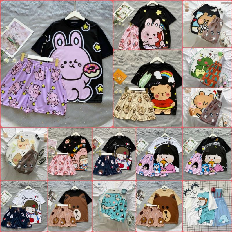 (50 mẫu)Set Đồ bộ Hoạt hình UNISEX. Đồ bộ Bò sữa.set đồ bộ cartoon freesize .(hình sàn chụp thật