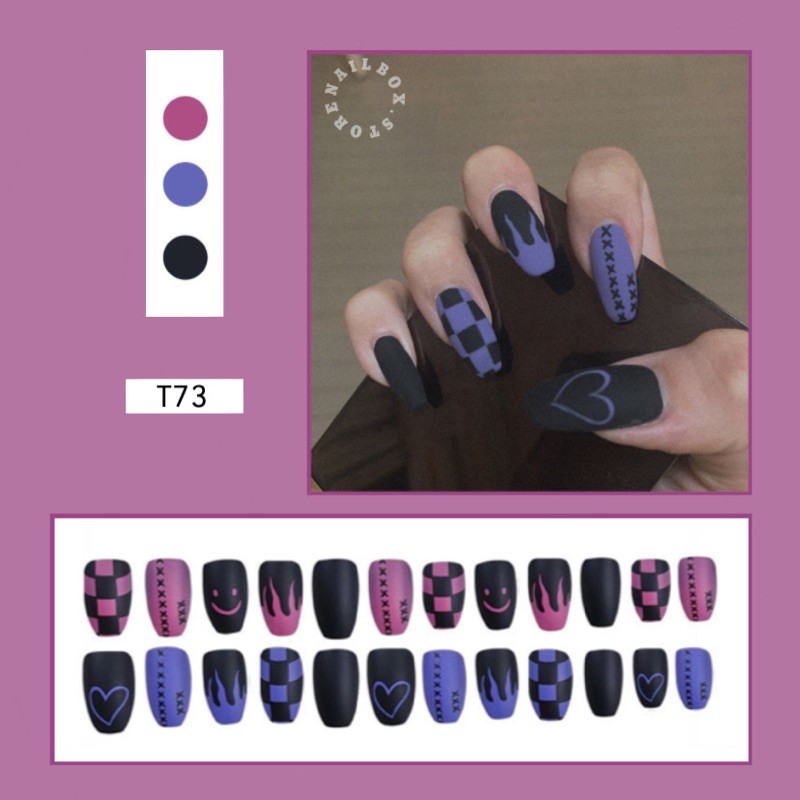 Bộ 24 móng giả D341 dáng móng dài ( Tặng kèm keo và dũa )