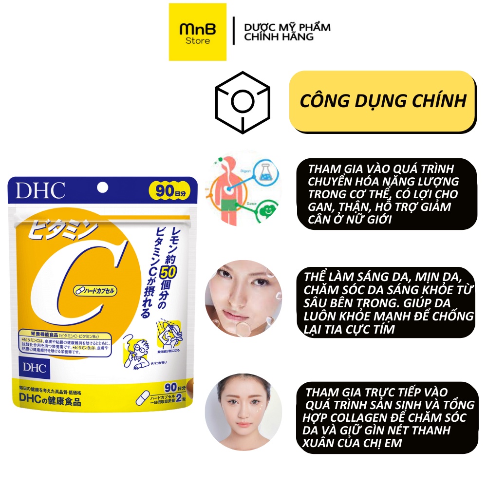 VIên uống DHC bổ sung Vitamin C chống nắng làm đẹp da và mờ thâm 30 và 90 ngày nhật bản