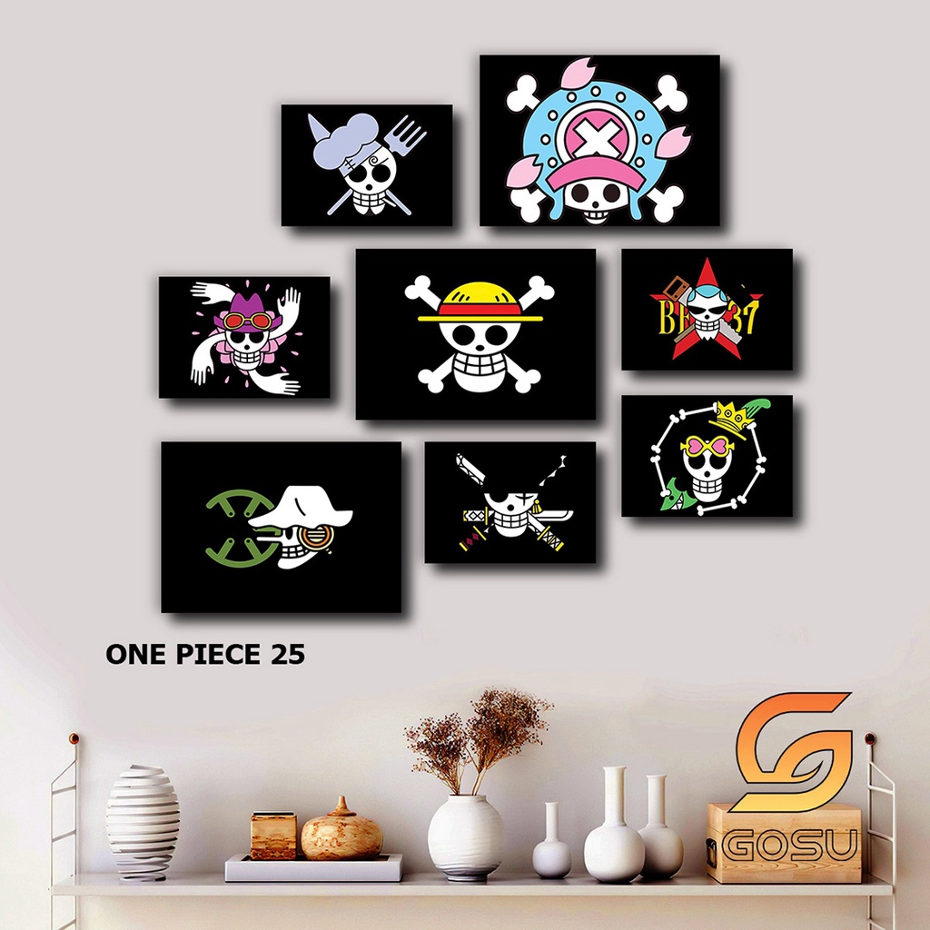 Set 8 Tranh Dán Tường Chủ đề One Piece Đảo Hải Tặc, Luffy Gear 5, Vua Hải Tặc chất liệu Fomex Phủ Tráng Gương dày 5mm