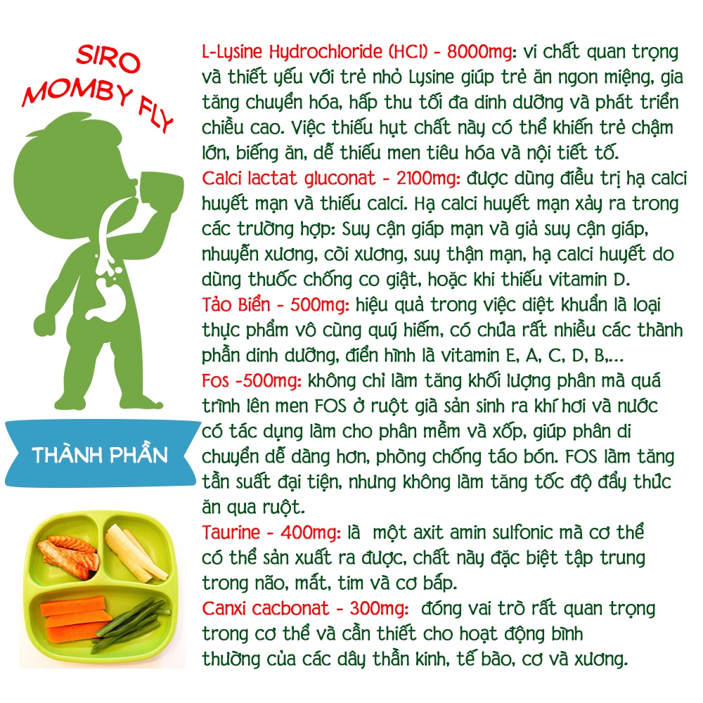 Siro ăn ngon tăng đề kháng Momby Fly dùng cho trẻ biếng ăn, tiêu hoá tốt