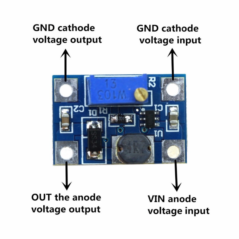 Mô-đun tăng áp nguồn DC-DC SX1308 có thể điều chỉnh 2-24V sang 2-28V 2A