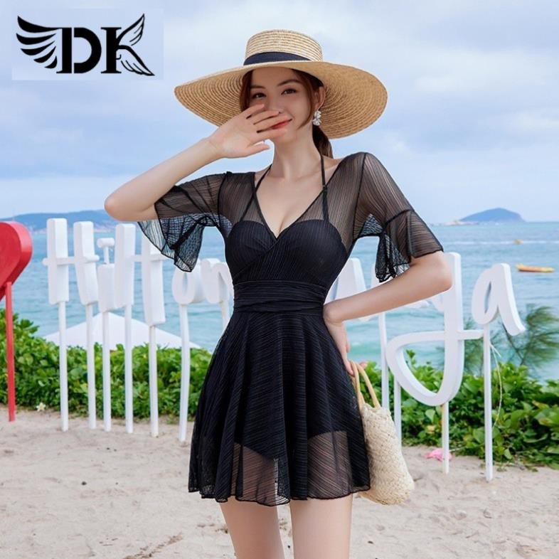 Đồ Bơi Nữ Bikini Áo Tắm Dạng Váy Đi Biển Có Tay Giấu Bụng CHo Người Béo Bụng - Hàng Quảng Châu Cao Cấp | BigBuy360 - bigbuy360.vn