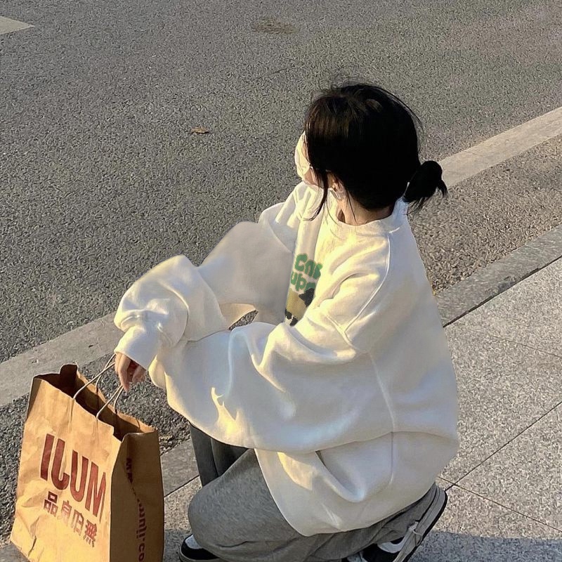 Áo sweater XIAOZHAINV cổ tròn phong cách retro cho nữ