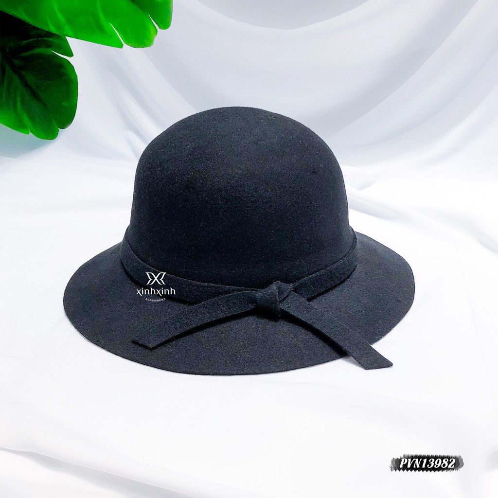 Mũ gaucho , mũ vành tròn dạ nữ đai nơ nữ tính - Xinh Xinh Accessories