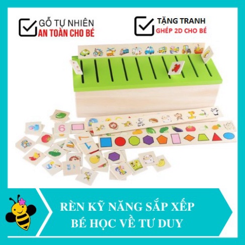 Hộp Thả Hình Theo Chủ Đề-Giáo Cụ Montessori-Đồ Chơi Gỗ An Toàn Cho Bé Phát Triển Tư Duy TRITUEVIET