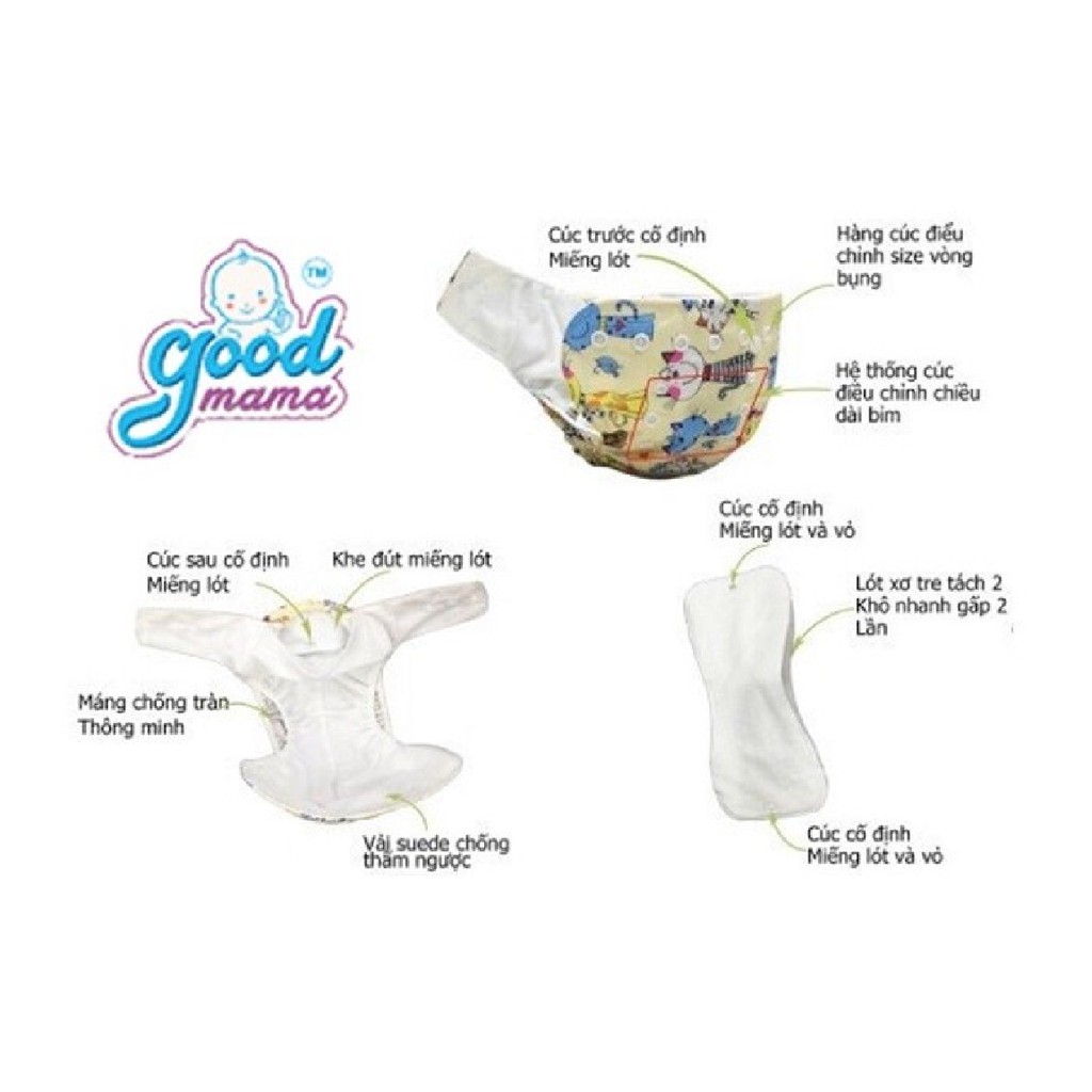 Bỉm vải , Tã vải Ban đêm , Ban ngày goodmama size M(3-13kg) L (10-20kg)