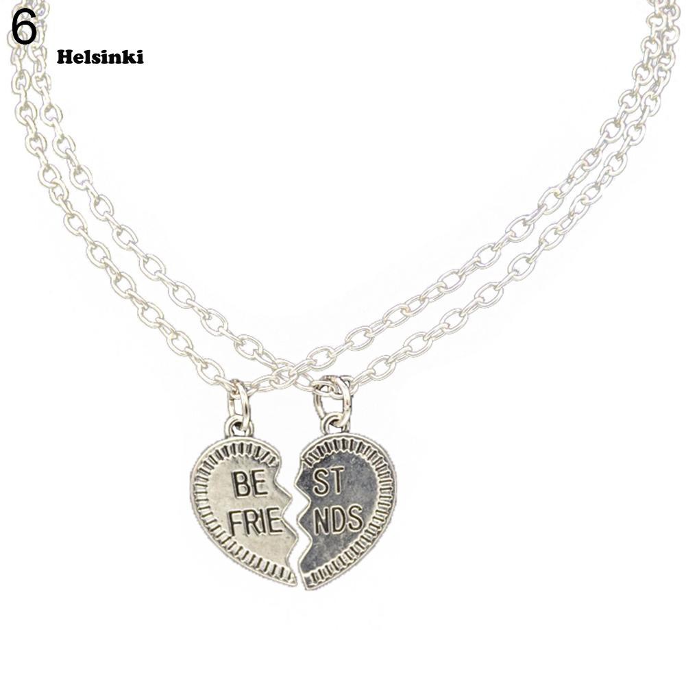 Set 2 dây chuyền tình bạn mặt hình trái tim ghép đôi khắc chữ