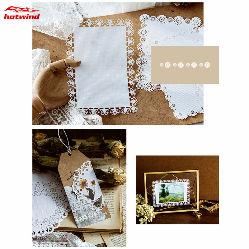 HW Plants Circle lace Material Paper Journal Planner Craft Paper Scrapbooking Vintage Decorative DIY Craft Photo Albums