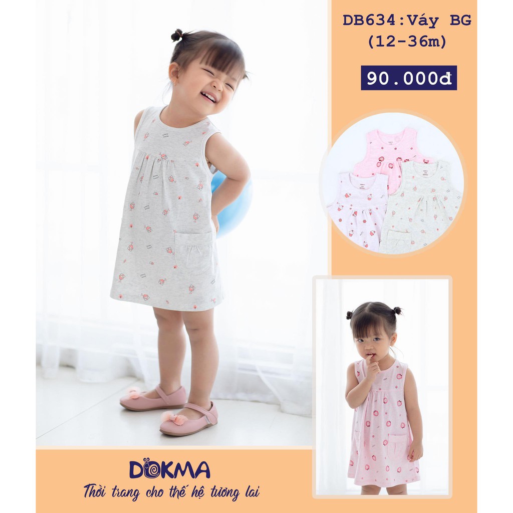 (6-36M) Váy ba lỗ/sát nách cotton/bamoo dễ thương cho bé - DOKMA