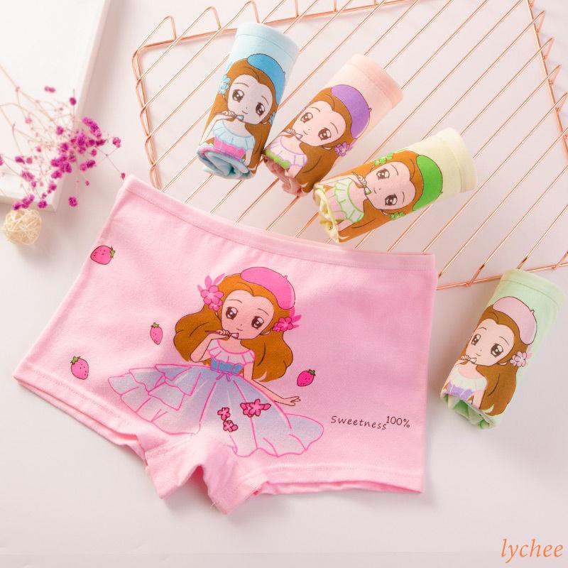 Set 4 Quần Lót cotton Họa Tiết Hoạt Hình Cho Bé Gái