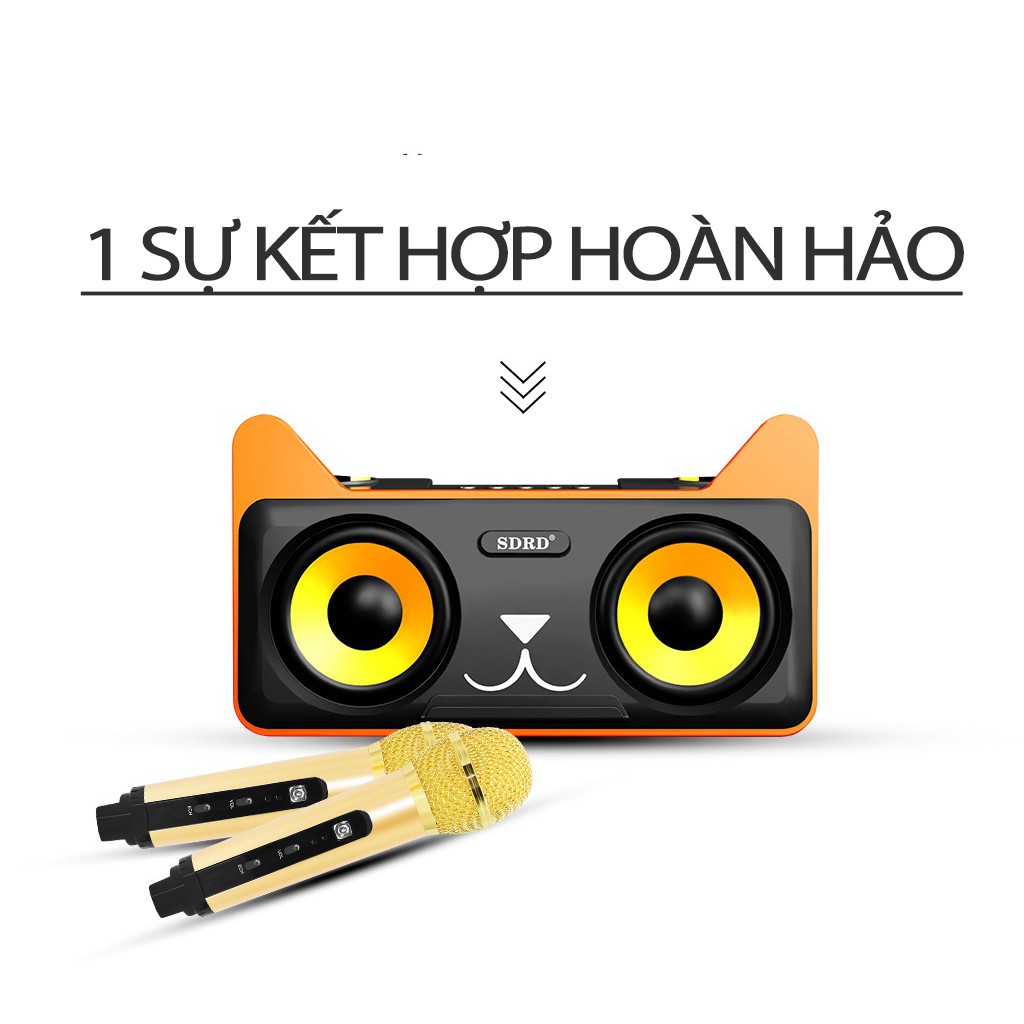 Loa Bluetoth Karaoke Mini SD-305 ⚡FREESHIP⚡Tặng Kèm 2 Mic Không Dây Chất Âm Cực Hay Công Suất Lớn . Bảo Hành 12 Tháng