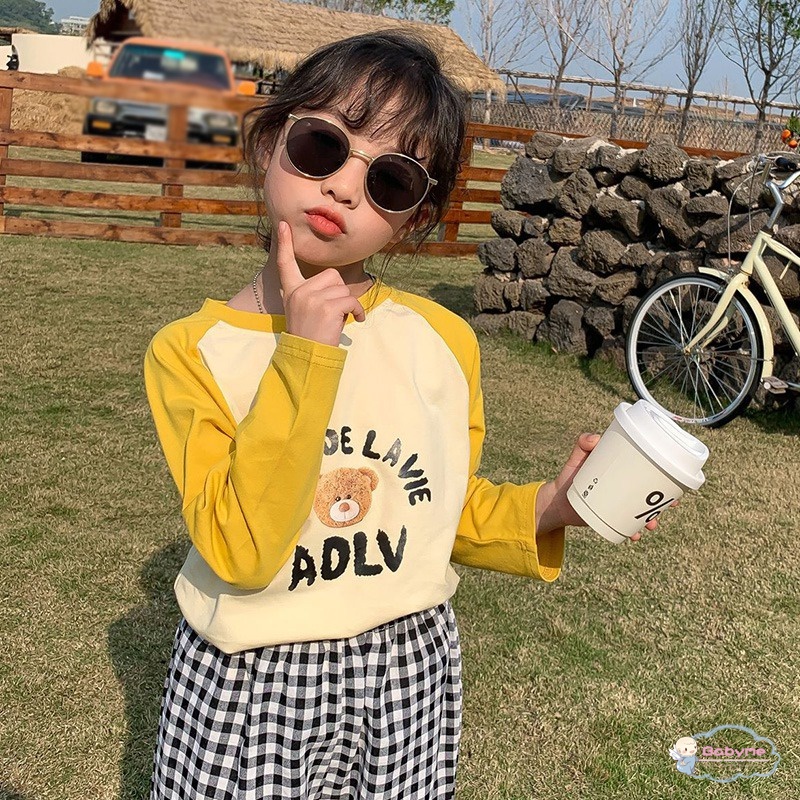 Áo Thun Tay Dài Cổ Tròn In Họa Tiết Hoạt Hình Dành Cho Bé Gái