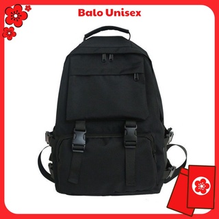 Balo Unisex Basic chống nước 2 khóa tiện dụng, balo đi học vải Canvas nam, nữ 607ULZ