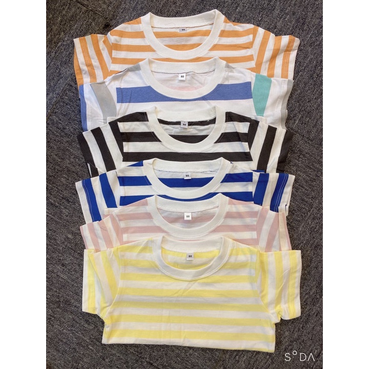 Áo Thun Kẻ Cho Bé Trai Bé Gái Xuất Nhật Muji Mềm Mại Cotton Kẻ Ngang