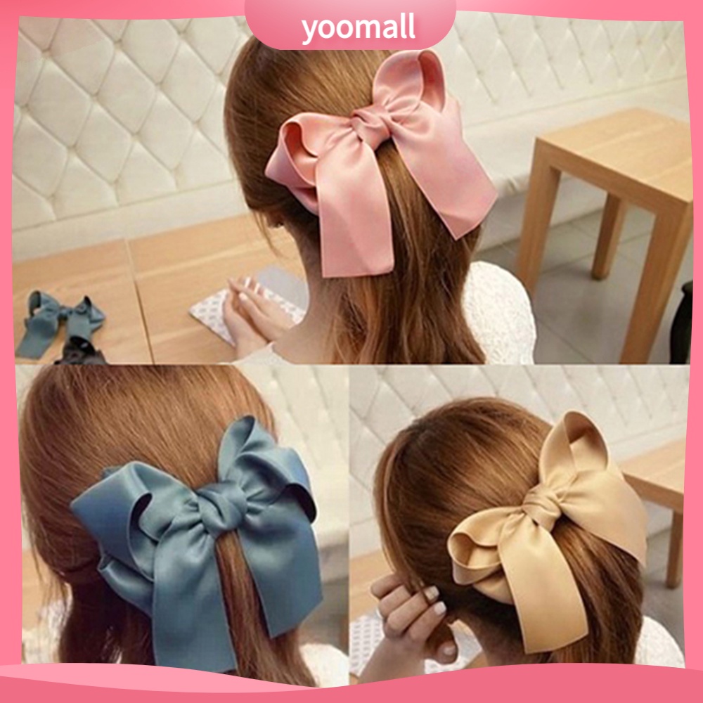 Kẹp tóc hình nơ bằng vải satin phong cách Hàn Quốc thanh lịch dành cho nữ