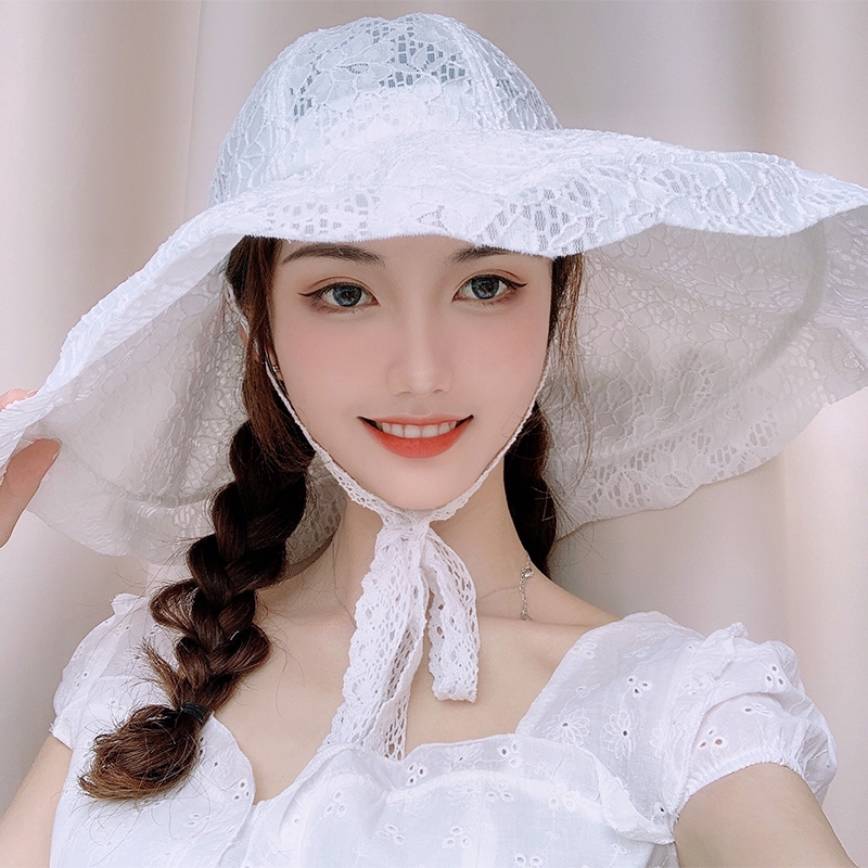 Nón Tai Bèo Phối Ren Hoa Xinh Xắn Thời Trang Retro Hàn Quốc Cho Nữ