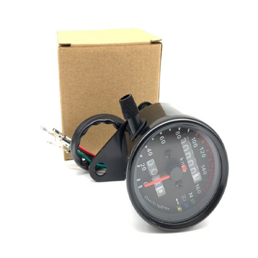 Đồng hồ xe máy độ classic ODOMETER có đèn báo 3 chức năng cơ bản chuyên độ xe classic phù hợp độ Cafe Racer Tracker Win