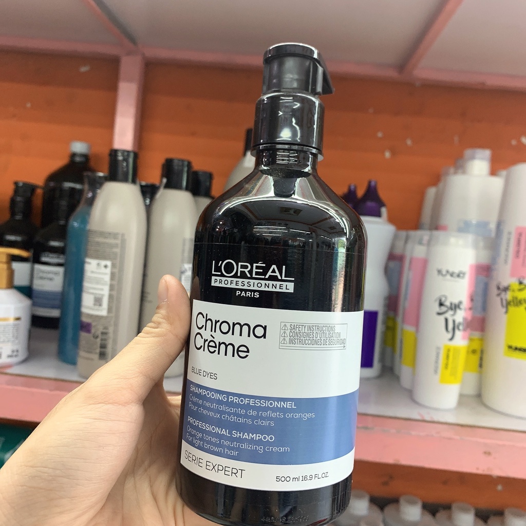 Dầu gội xanh dương khử Cam Mạnh Giúp Màu Luôn Tươi Sáng Loreal Professionnel Chroma Crème Blue Dyes Shampoo 300ml/500ml