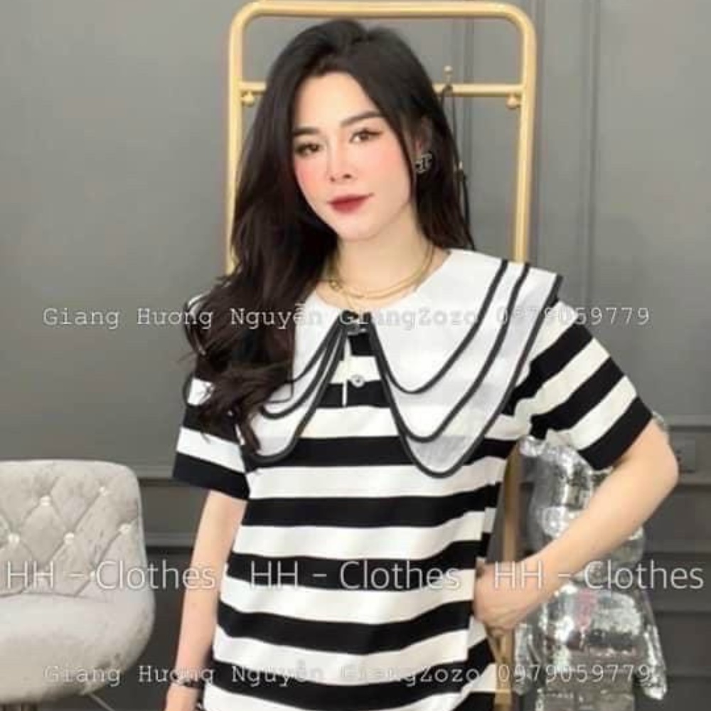 Đầm len suông cổ phối siêu xinh dưới 57kg vừa