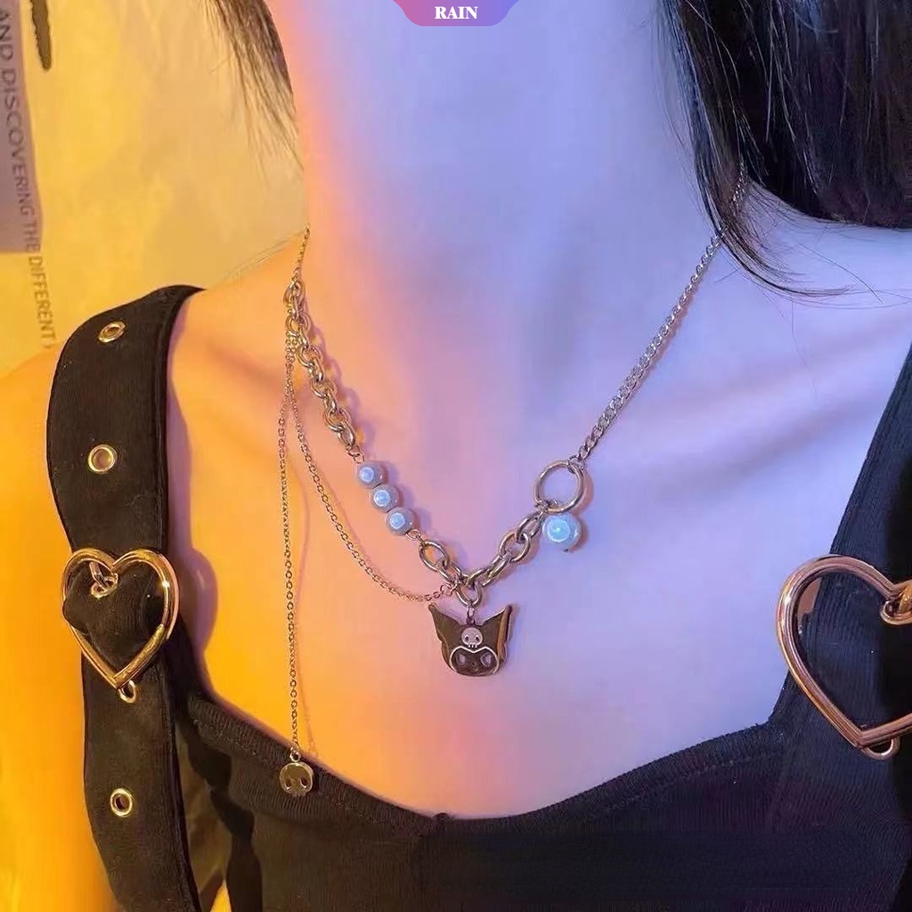 Vòng cổ Sợi Xích Nhiều Lớp Mặt Hình Kuromi Hoạt Hình Dễ Thương