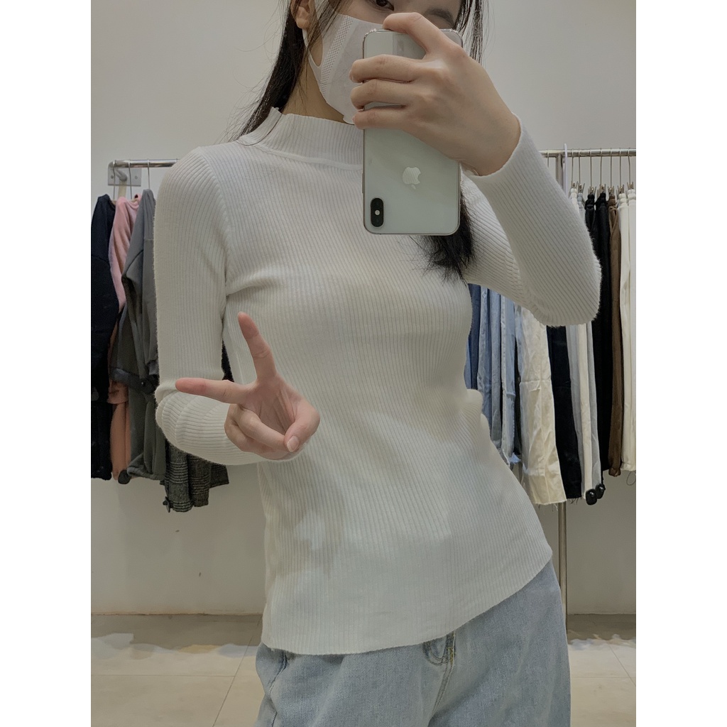 Áo len gân cổ 5p trơn LEN116 LOLLIE STUDIO
