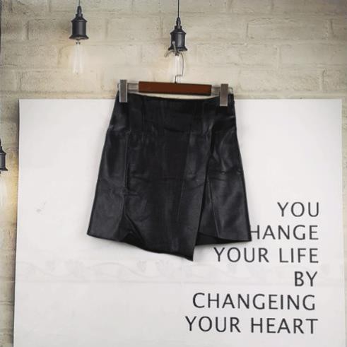 Váy da PU cạp cao nữ kiểu dáng Hàn Quốc xu hướng xuân Hè 2020 ( tặng kèm đai lưng sang chảnh )