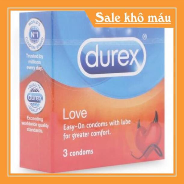 [Giá Tốt-Chính Hãng]Bao cao Su Durex gân gai hạt nổi ThaiLan  hộp 3 cái Love