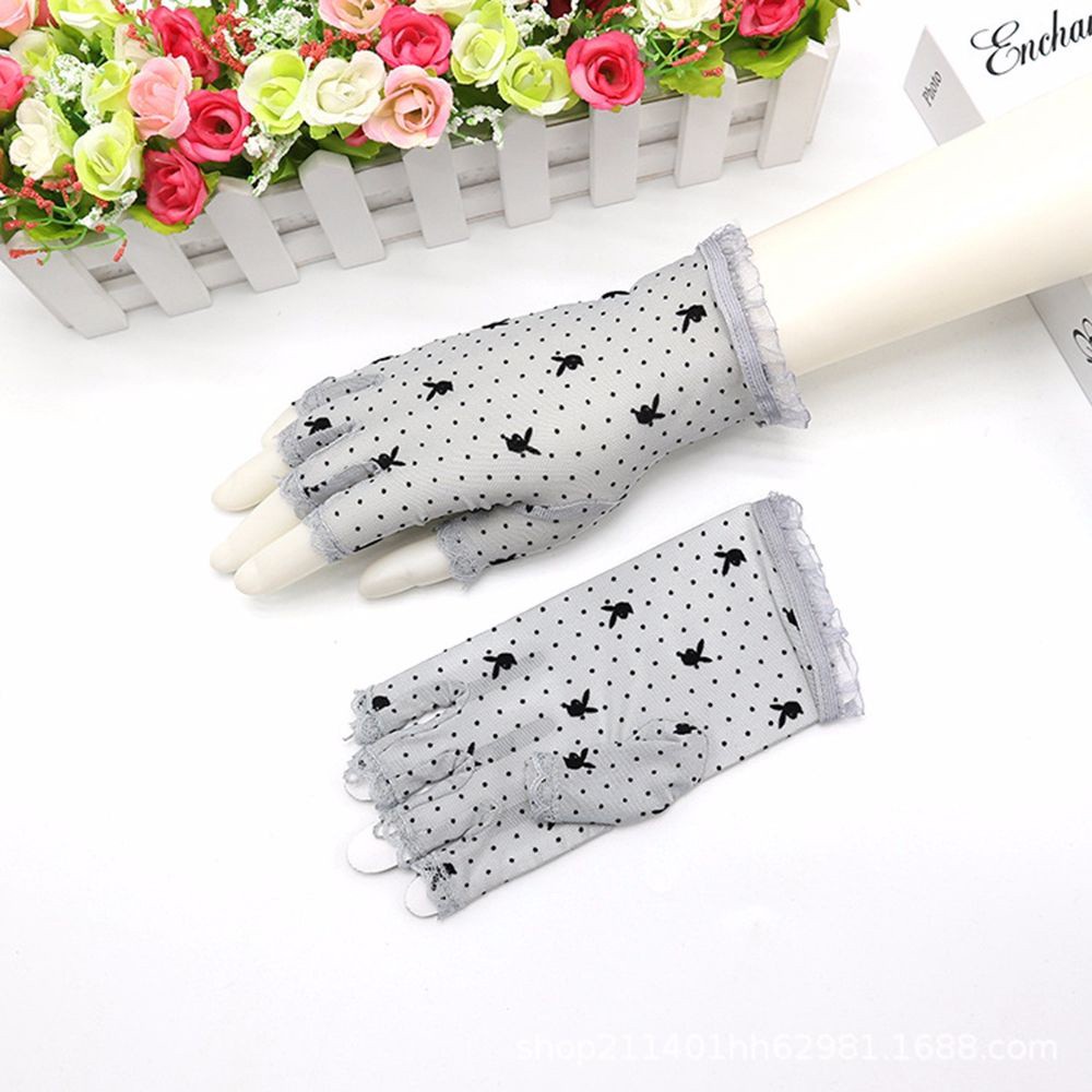 Găng Tay Hở Ngón Phối Ren Họa Tiết Chấm Bi Nhiều Màu Sắc Phong Cách Gothic Cổ Điển Thời Trang Mùa Hè
