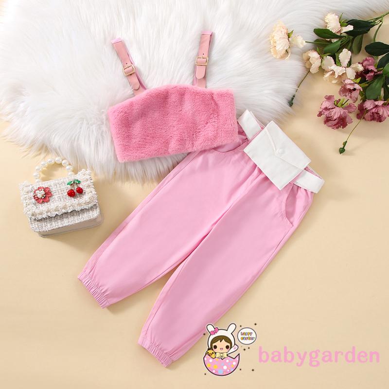 Set Đồ 3 Món Gồm Áo Không Tay Màu Trơn + Quần Dài Có Túi Cho Bé Gái 1-6 Tuổi