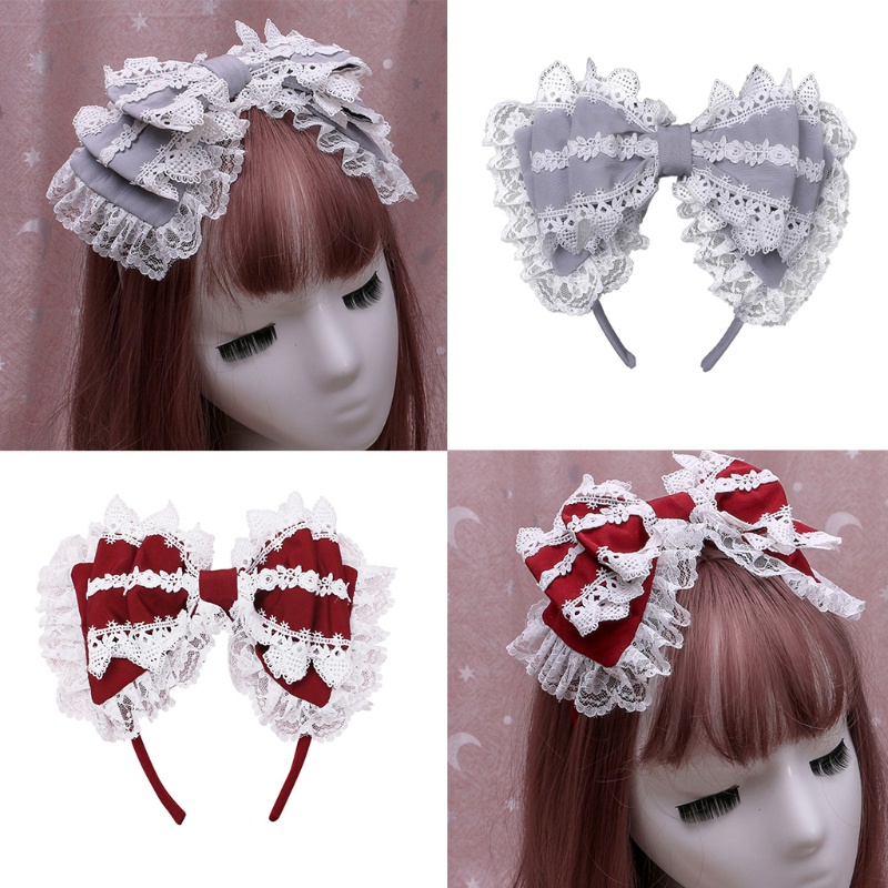 Cài Tóc Đính Nơ Ren Nhiều Lớp Phong Cách Lolita Nhật Bản