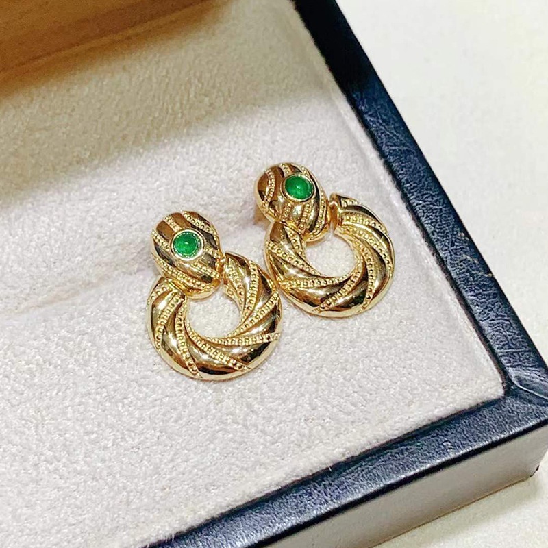 Bông Tai Hình Rắn Đính Ngọc Lục Bảo Đơn Giản Sang Trọng Phong Cách Cổ Điển Thời Trang Mới Max-JHS4-E