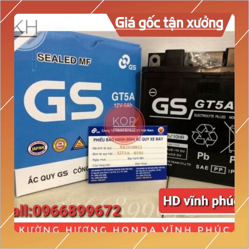 [ Giá siêu rẻ ] Bình Ắc Quy Khô GS (12V - 5Ah) - Dành cho xe số Honda, Yamaha, Suzuki, SYM.