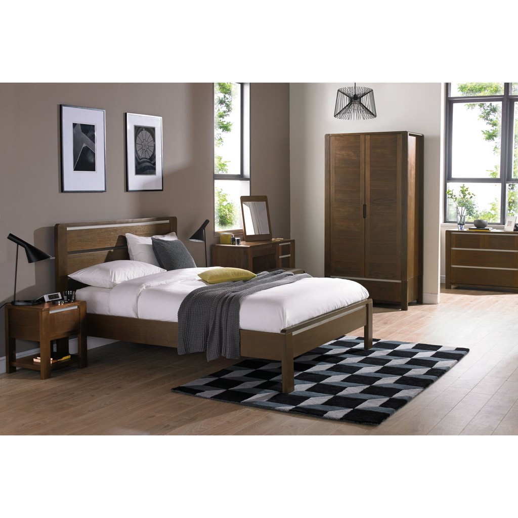 Giường ngủ gỗ sồi IBIE Casa màu tự nhiên tùy chọn kích thước