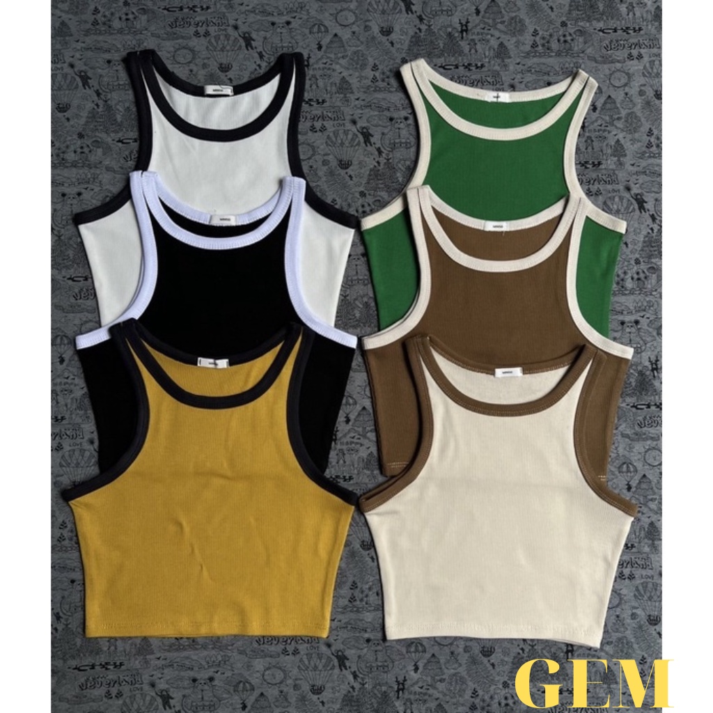 Áo ba lỗ viền nhiều màu , croptop balo nữ trơn basic chất thun gân co giãn tốt