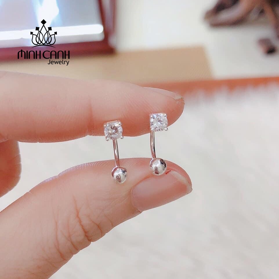 Bông Tai Bạc Đá Cong Bi Minh Canh Jewelry